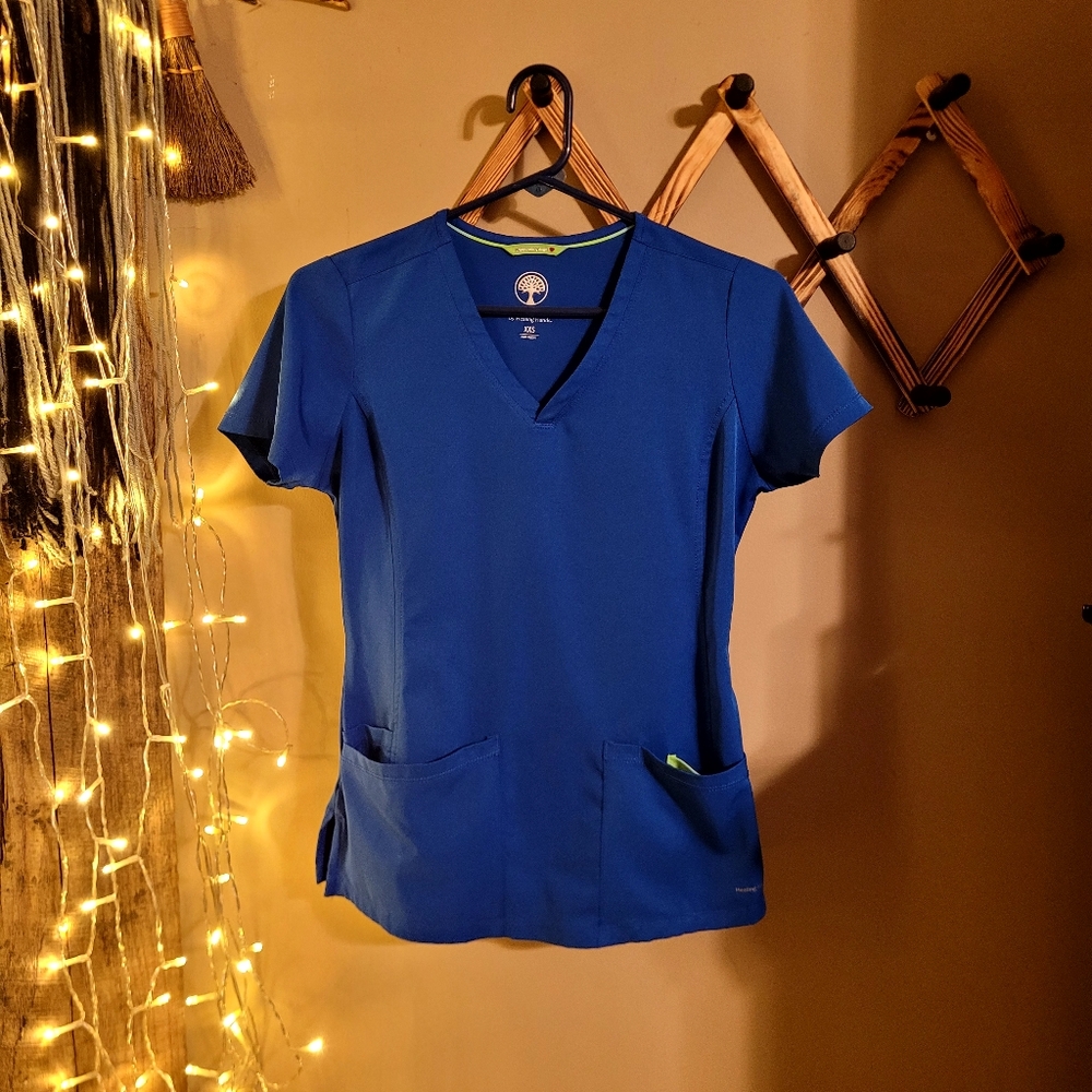 Royal Blue XXS Healing Hands Scrub Top